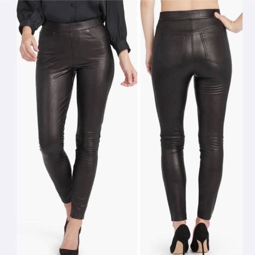Spanx Faux Leather Like Slim skinny Pants Luxe Black Size M